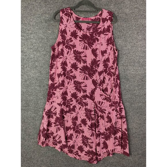 Cut Loose Sleeveless Floral Checkered Dress Pink Size Large USA MADE - Picture 1 of 12
